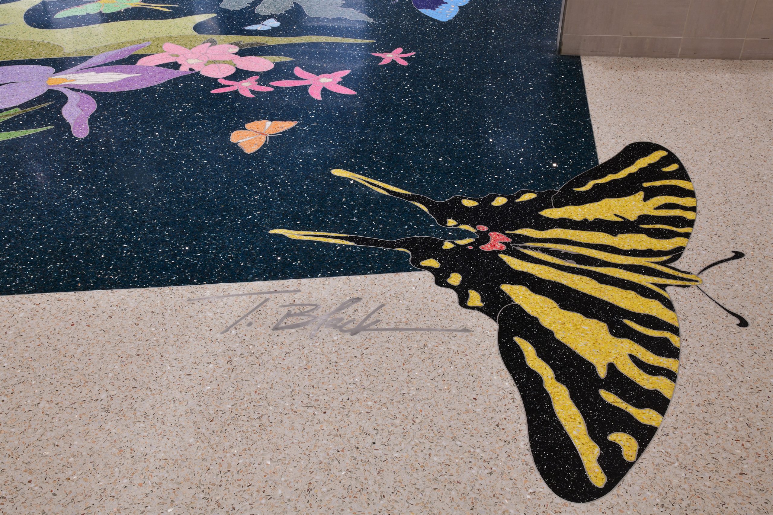 Butterfly and signature in terrazzo